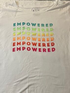 Xersion White Crewneck Tee with Black Logo Tag. 2X NWT.